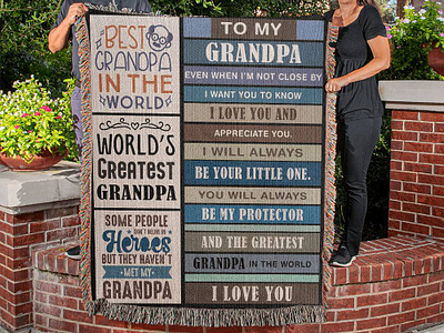 Present For Grandpa 3d blanket blanket design branding fleece woven blanket gift for grandpa grandson granddaughter graphic design logo motion graphics shineon ui