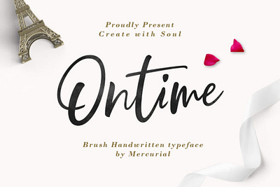 Ontime Font brush calligraphy hand lettering lettering mockup wedding