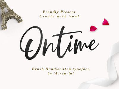 Ontime Font brush calligraphy hand lettering lettering mockup wedding