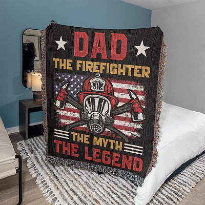 Present For Firefighter Dad blanket design branding fathers day gift firefighter dad firefighter dad gift firefighter the legend blanket graphic design logo motion graphics shineon ui