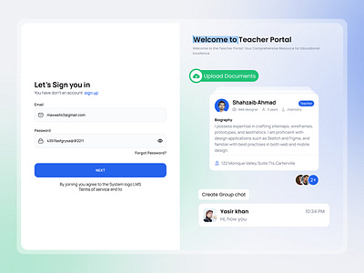 Teacher Portal - Sign in Web design login login screen sign in sign in form sign in page sign in screen teacher portal ui web design