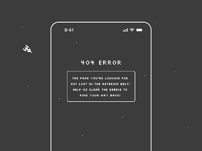 Xtober Challenge Day 6 - Interactive Error Page 🚀 404 dark theme error page gamification interactive ios space ui ux vintage xtober2024