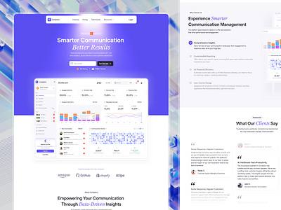 Comlytics - SaaS Landing Page ai analytics chart communication conversion design graph landing page purple saas social media teamwork ui ui design uiux web design