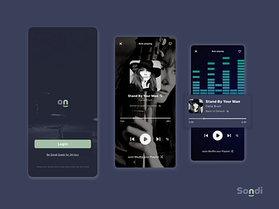 Sondi Music Audio Player | Day 5/7 UI Challenges app design artist audio music player audio player equalizer mobile app music music player popular product design repeat sound soundcloud spotify ui ui ux ux winamp