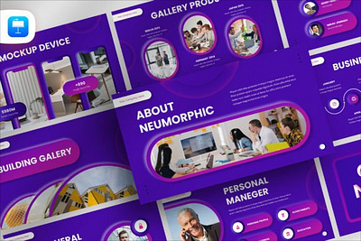 Neumorphic Business Keynote Template concept corporate design element geometric layout minimalist modern neumorphic neumorphism simple template