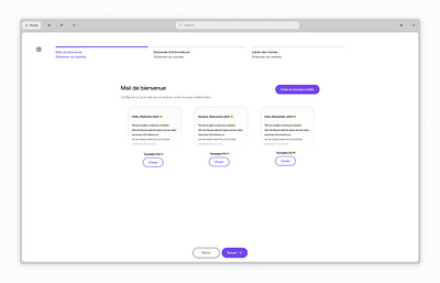 Pigma: Streamlining HR Onboarding with Elegance 🇫🇷✨ button flow fullpage hr mail purple step stepper template wizard