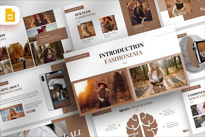 Aesthetic Fashion Google Slide Template business collection designer fashion gallery layout model placeholder warm