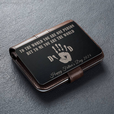 Engraved Metal Wallet Card For Dad 3d branding engraved metal wallet card fathers day gift gift for dad graphic design logo motion graphics shineon ui