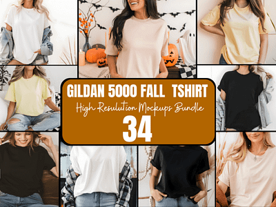 Gildan 5000 Fall Tshirt Mockup Bundle casual styled fall gildan 5000 sand tshirt mockup gildan 5000 white shirt mockup gildan 5000 white tshirt mockup gildan simple tee long g500 black t shirt mockup