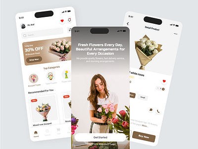 Flower Delivery App app clean florist flower minimalist mobile store ui uiux ux