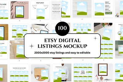 100 Etsy Mockup Bundles digital paper marketing kits mockups seamless patterns