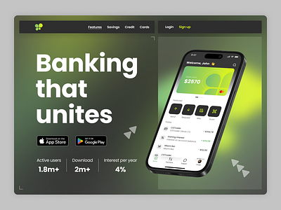 Banking app. Website. Hero page. app application art bank banking branding creative design graphic design hero heropage inspiration inspire logo mobile phone ui ux vector web