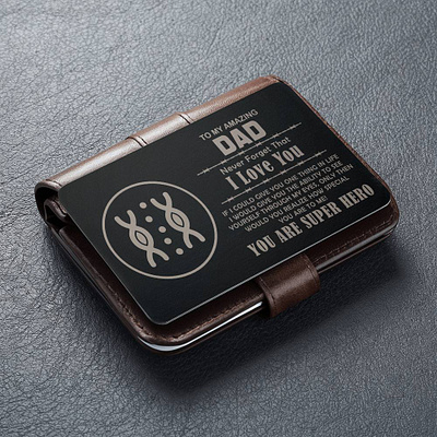 Engraved Metal Wallet Card For Dad 3d branding fathers day gift ideas graphic design logo present for dad shineon ui