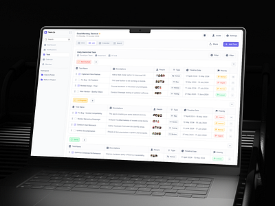 Task.Co - Task Management Dashboard activity calendar clean daily dashboard data kanban management planner product product design saas table task task management ui ui design work workflow