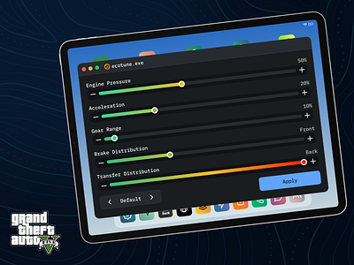 Ecotune - In-game Vehicle Tuning UI in FiveM contrast design figma fivem gta terminal ui