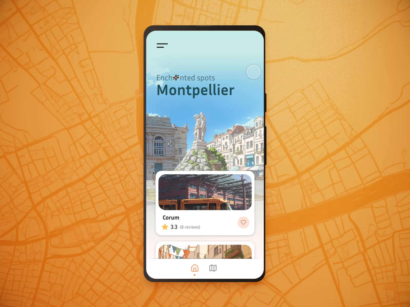Example of Enchanted spots: a travel app prototype