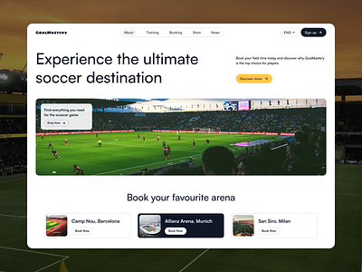 GoalMastery - Soccer Training Website Exploration branding design freelance job logo soccer sports training typography ui ux webdesign website