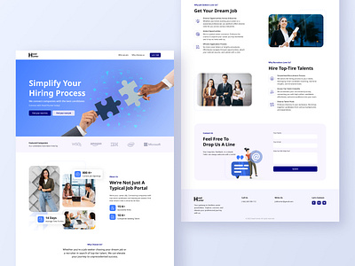 Head Hunter - Landing Page Design 2024 agency blue clean design figma hiring job portal landing page minimal recruiter ui ui design uiux ux web design website design