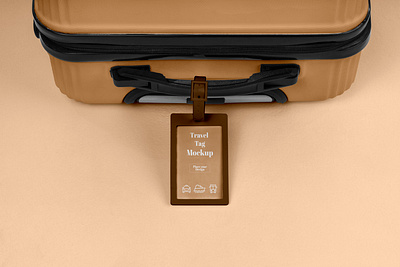 Brown Suitcase Tag Mockup branding design graphic design label logo mockup suitcase tag