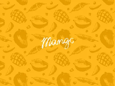 Hand-drawn Mango Pattern decor design drawing exotic fruit food healthy eating illustration mango mangoes mangos pattern seamless tropical fruits vector vegan wallpaper yellow