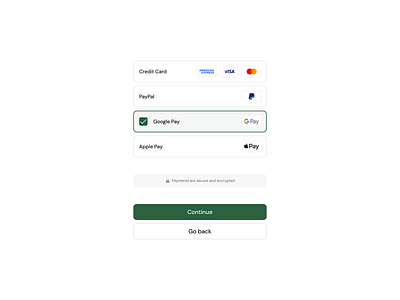 Payment method apple pay button credit card cta design exploration figma google pay light mode mastercard options pay options payment method paypal product design secured payment select ui ux visa web design