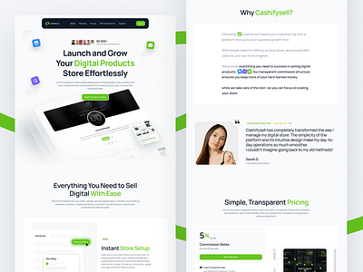 Cashifysell - Digital Product Selling Platform Landing Page android app branding clean design creator platform design digital products ecommerce platform functional graphic design illustration intuitive landing page mobileapp sell digital products store builder ui ui design web design website design