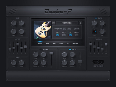 Doctor P VST Redesign button dark theme daw digital audio workstation glow knob light realistic shadow skeuomorphism slider ui design vst vst plugin