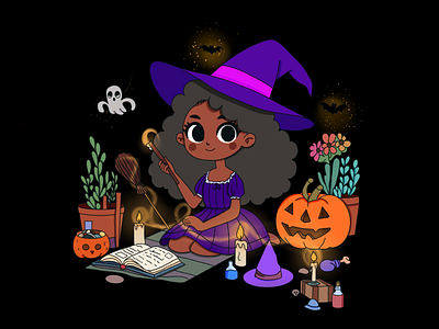 witch girl 3d animation branding character design design digital art girl graphic design halloween illustration logo motion graphics ui vector