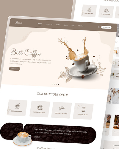 Coffee UI Design - BONO cafe cafe site coffee figma figma design food site ui ui design uiux wordpress