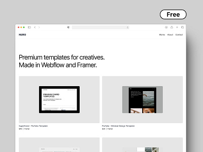 Nuro - Free Framer Portfolio Template agency branding design download framer framer template free free framer template freebies minimal portfolio startup template ui webdesign website