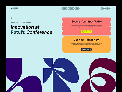 Conference Website Concept - Header aesthetic colorful conference design event figma header home inspiration landing minimal modern page portfolio ratul ui ticket ui ux web website