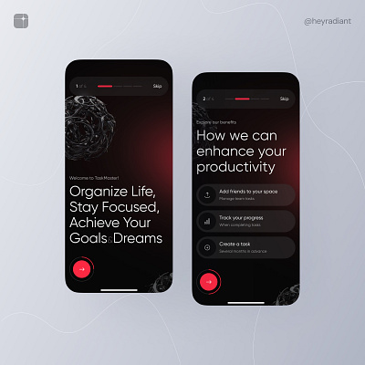 Task Manager iOS App - UI branding clean color dark theme design ios minimal mobile app onboarding product startup task manager ui ux