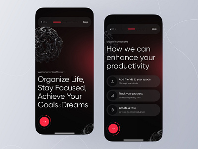 Task Manager iOS App - UI branding clean color dark theme design ios minimal mobile app onboarding product startup task manager ui ux