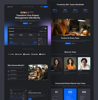 Dark Clean Landing Page - Frameblox UI clean cta dark framer header hero landing minimal modern sections template ui webdesign