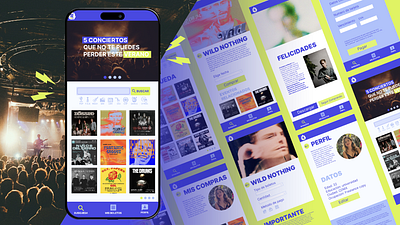 Boletera digital para conciertos de rock app design product ui