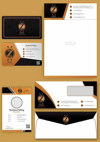 Stationary Design for a Watch Brand (ZIRUS) | Brand Identity Dgn branding coreldraw design graphic design