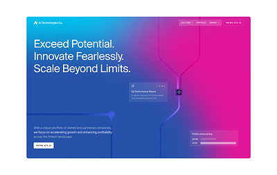 Private Equity Hero Section branding gradient private equity ui web design