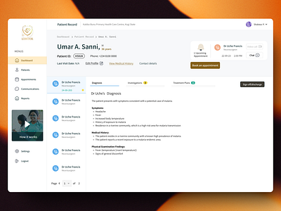 Patient Record Management app design doctor healthcare hms medical patient ui web