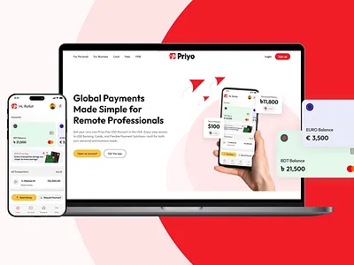Priyo Global Payment Website Redesign & Mobile App Concept concept creativerafat figma maxrafat mobileappconcept mobilewallet paymentappdesign simplegateway ui uiuxdesign ux wallet webredesign