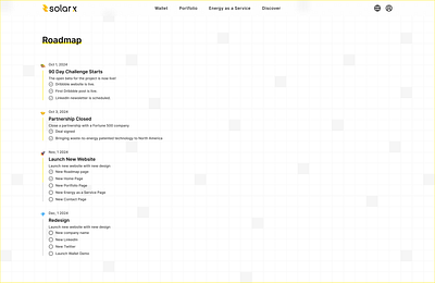 Day 5/90: Roadmap 90daychallenge austin cleanenergy cleantech climatetech energytech fintech founder foundermode greentech renewableenergy roadmap solar solarenergy startup sustainability tech texas ui ux