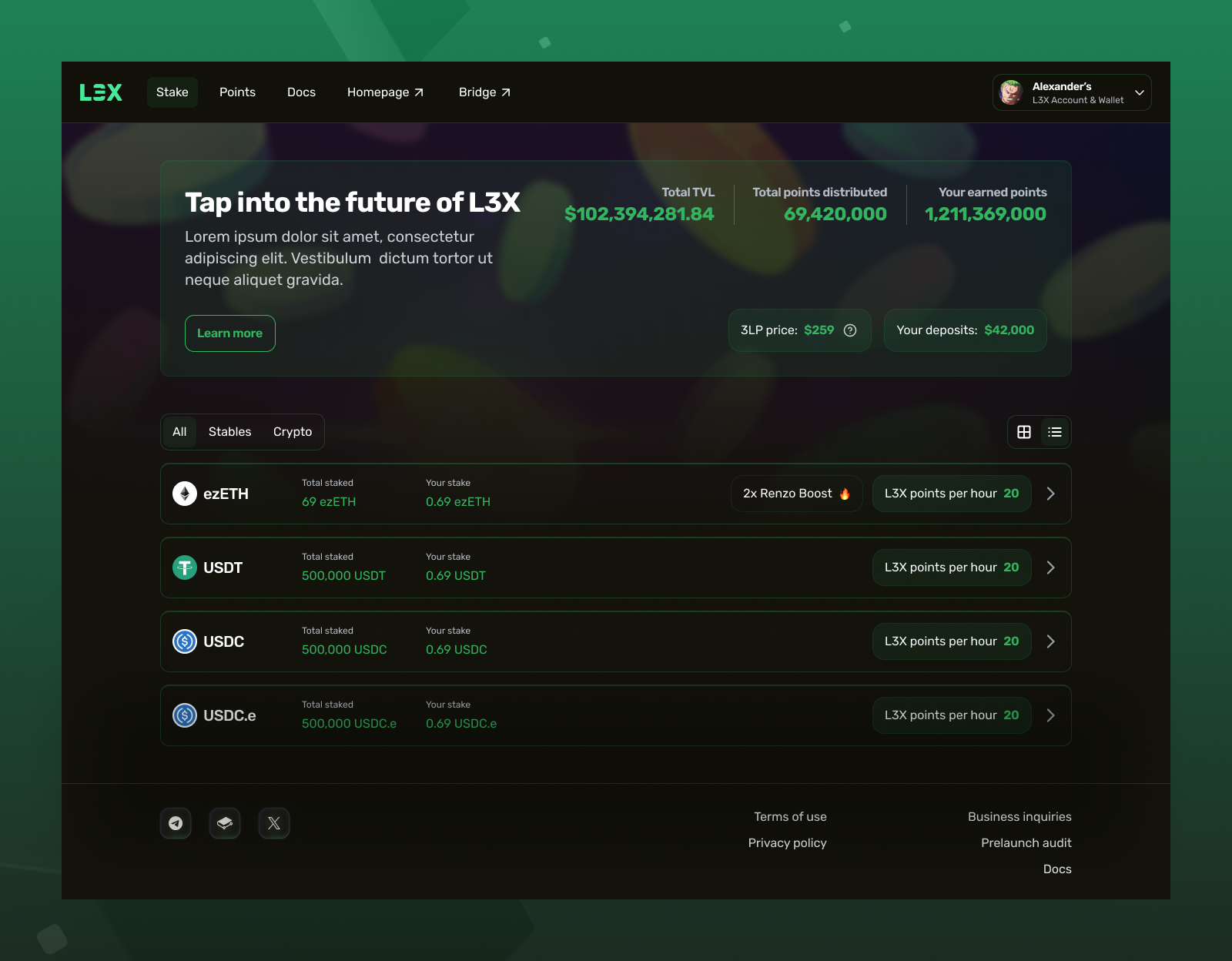 L3X Vault Staking crypto design product design product designer software design ui design ux design