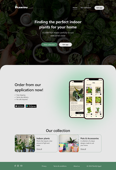 Plantify landing page redesign - Daily UI design daily ui green landing page marketing website plants plants app ui ui design uiux website