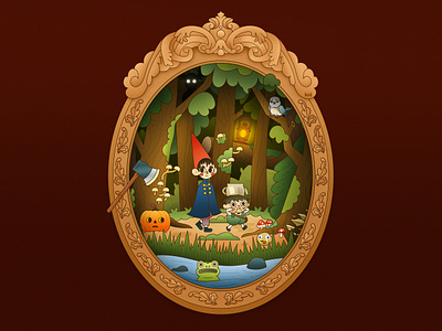 Peachtober24: River cartoon character design colorful design fan art flat forest halloween illustration illustrator mysterious woods over the garden wall painting picture frame retro halloween scary texture trees vector woods