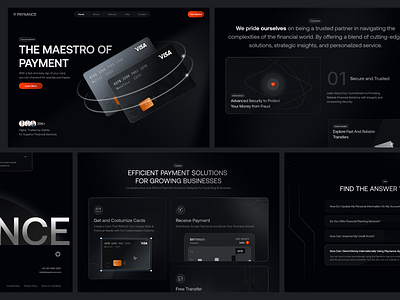 Paynance - Finance Company Landing Page brand identity branding company dark mode design faq finance finance management fintech footer hero homepage landing page minimalist service service financial ui ux web website