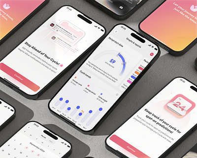 Period Tracker Apps - Graphs & Reports bar chart chart cycle trend design app graph health health app health tracker menstruation cycle mobile mobile app period tracker periods pie chart report trend cycle ui ux woman woman health