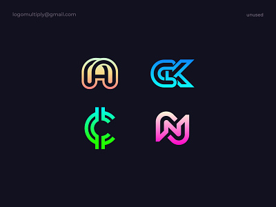 Alphabet logo 07- A, CK, C, N a alphabet brand identity branding c ck crypto gradient icon letter mark lettering logo logo design logos n saas