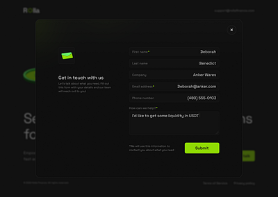 🌙 Sleek and minimalist UI design for a contact form page contact form contact us dark mode figma landing page logo minimalistic product design responsive sleek ui ui ux