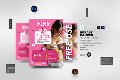 Breast Cancer Awareness Month Flyer aam360 aam3sixty branding breast cancer breast cancer awareness month cancer awareness month cancer awareness seminar cancer clinic cancer day cancer event cancer flyer charity event concept design healthy breast illustration pink awareness pink cancer pink ribbon women cancer