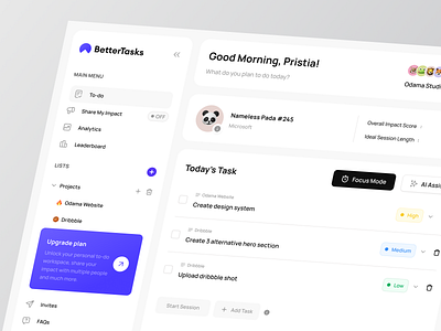 Dashboard To-do List b2b b2c cansaas clean dashboard dashbor design interface minimal notion product design productivity saas task to do to do list ui ux workspace