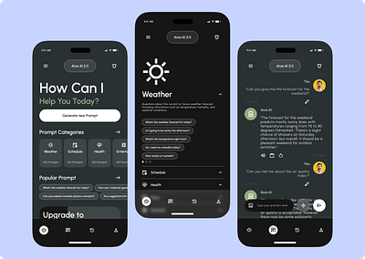 Aiva Al chat bot mobile app ai aiassistant appdesign artificialintelligence branding graphic design illustration logo mobileapp personalassistant ui uiux design ux
